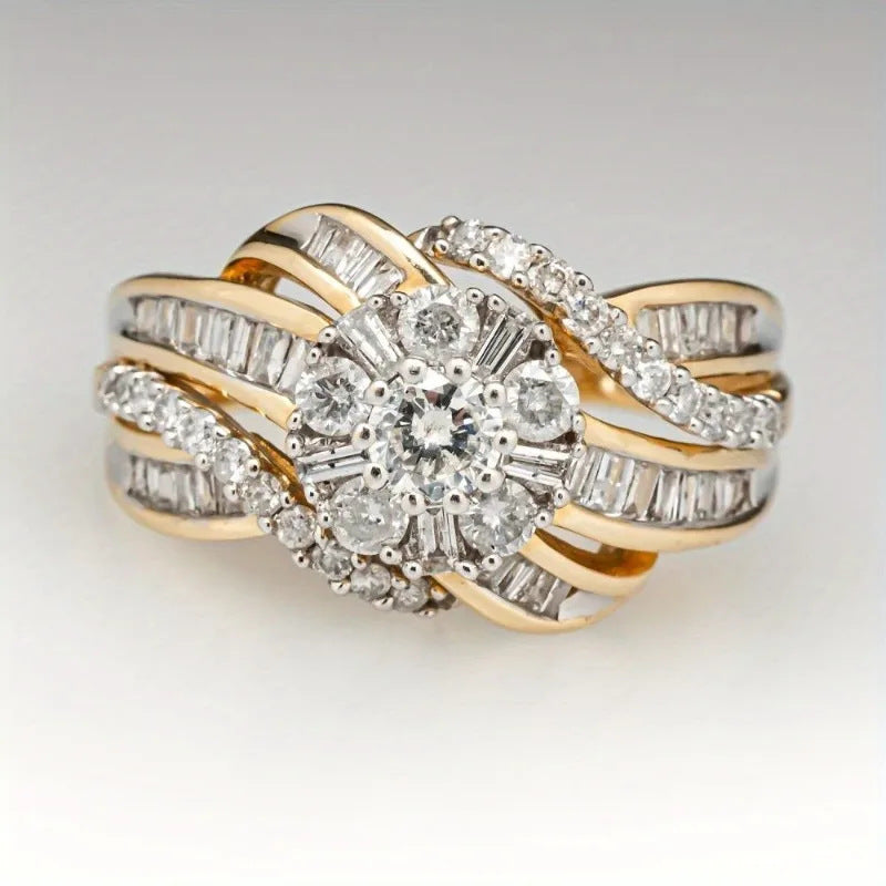 Wholesale Stylish Geometric Gold Tone Women S Alloy Ring Fashion Jewelry Accessory
