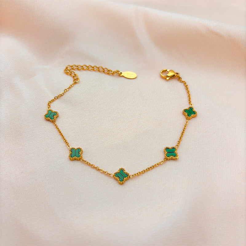 Wholesale 7mm Double-sided Natural Shell Four-leaf Clover Bracelet ACCVIP-BT-Xiangou004