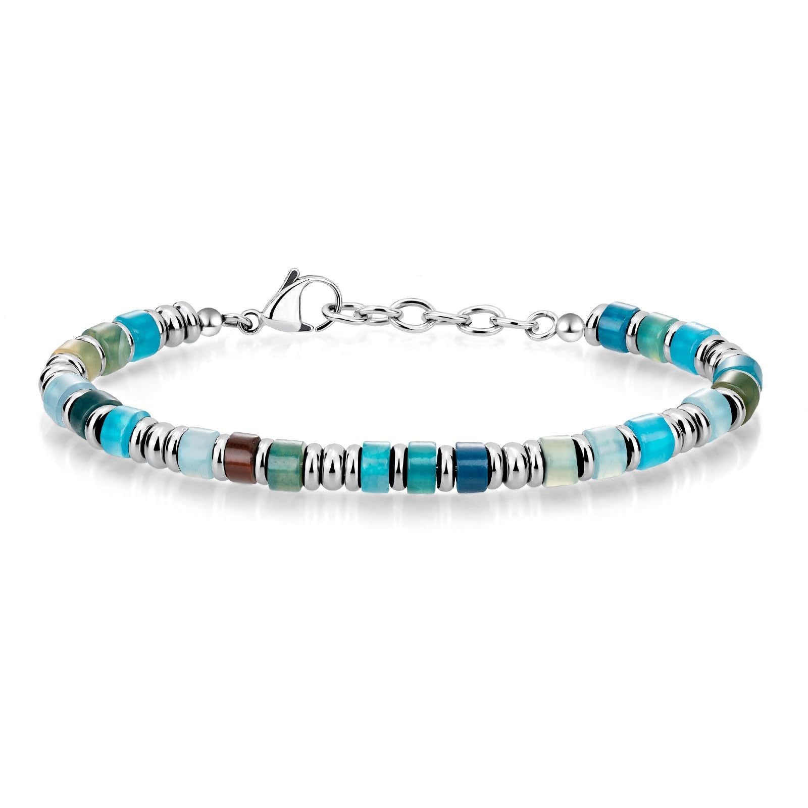 Wholesale Bohemian Chain Bracelet Natural Obsidian Beads Stainless Steel Business Gift Fashion Accessory