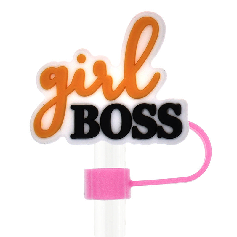 Wholesale Random Color 100pcs Girl Boss Straw Tube Cap 10mm Soft Glue Straw Decoration Straw Cover ACC-SCR-RYY025