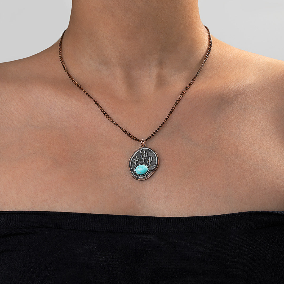 Wholesale retro Western style alloy teardrop pendant necklace and earrings