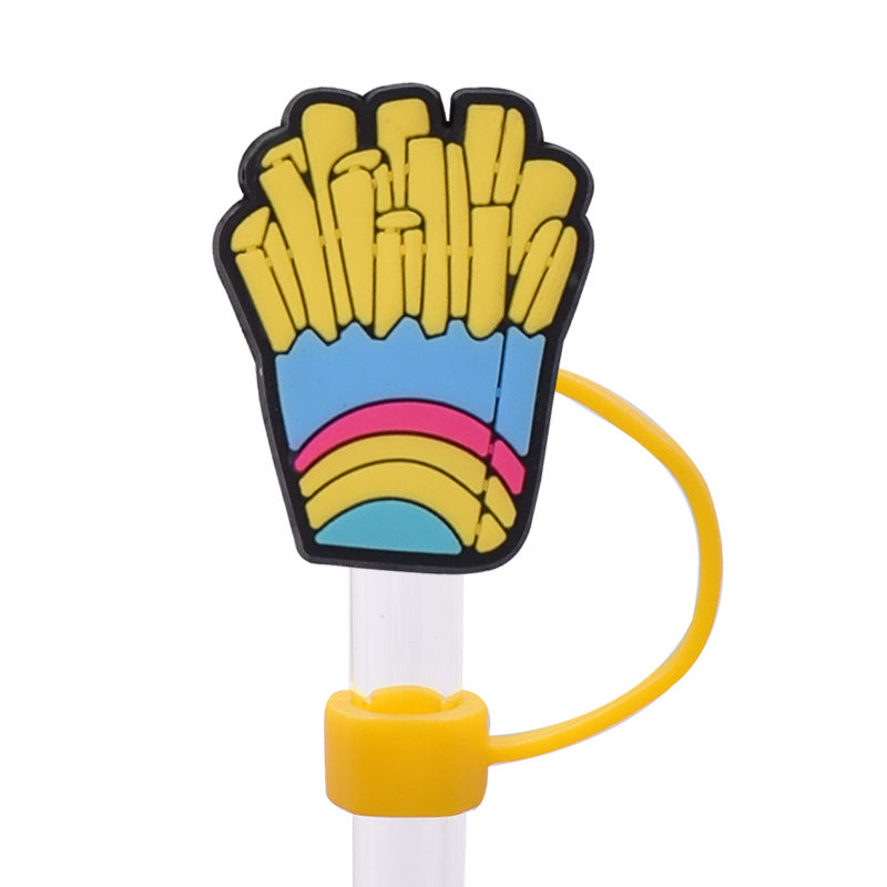 Wholesale Random 100pcs Creative dustproof cartoon Straw Cover Straw Tube Cap