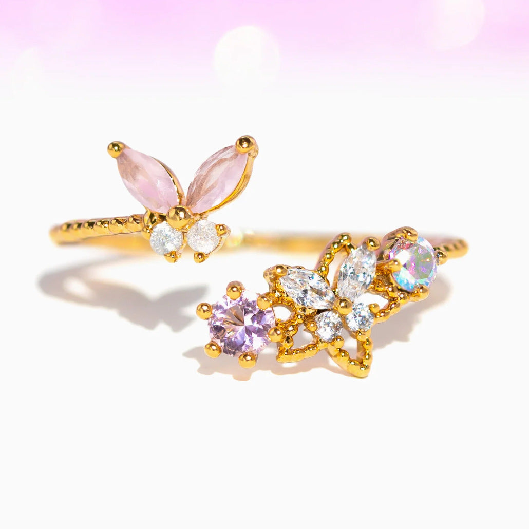 Wholesale  Zircon Moon Star Butterfly Heart-Shaped Opening Adjustable Ring