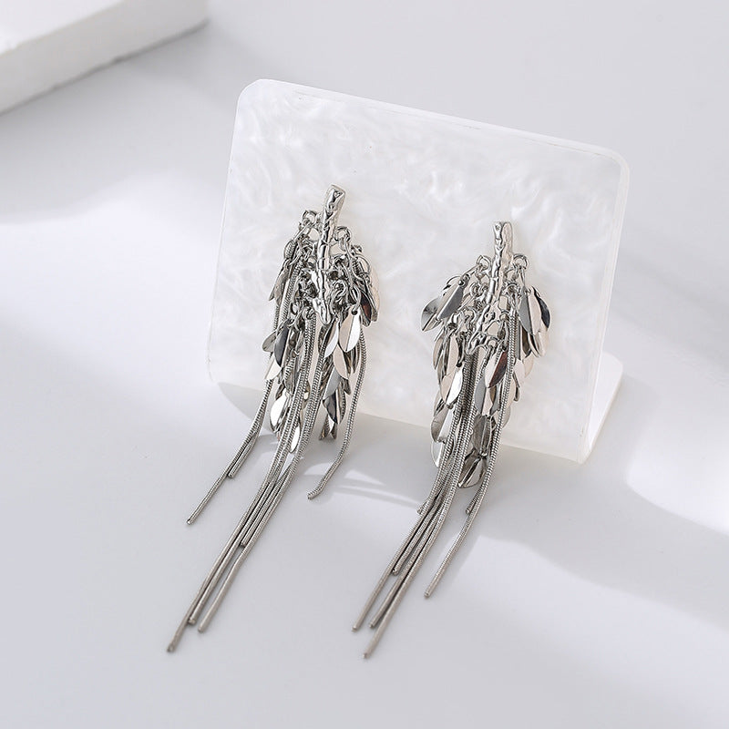 Wholesale Light Luxury Copper Plated Real Gold Silver Needle Earrings