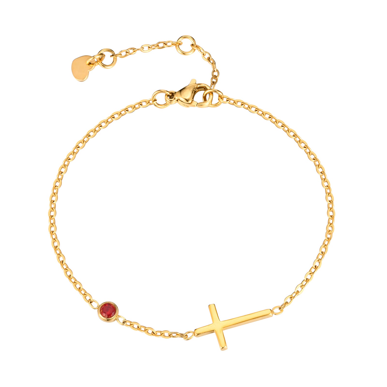 Wholesale Stainless Steel Gold Cross Birthstone Bracelet For Women Fashion Jewelry Accessory For Everyday Wear