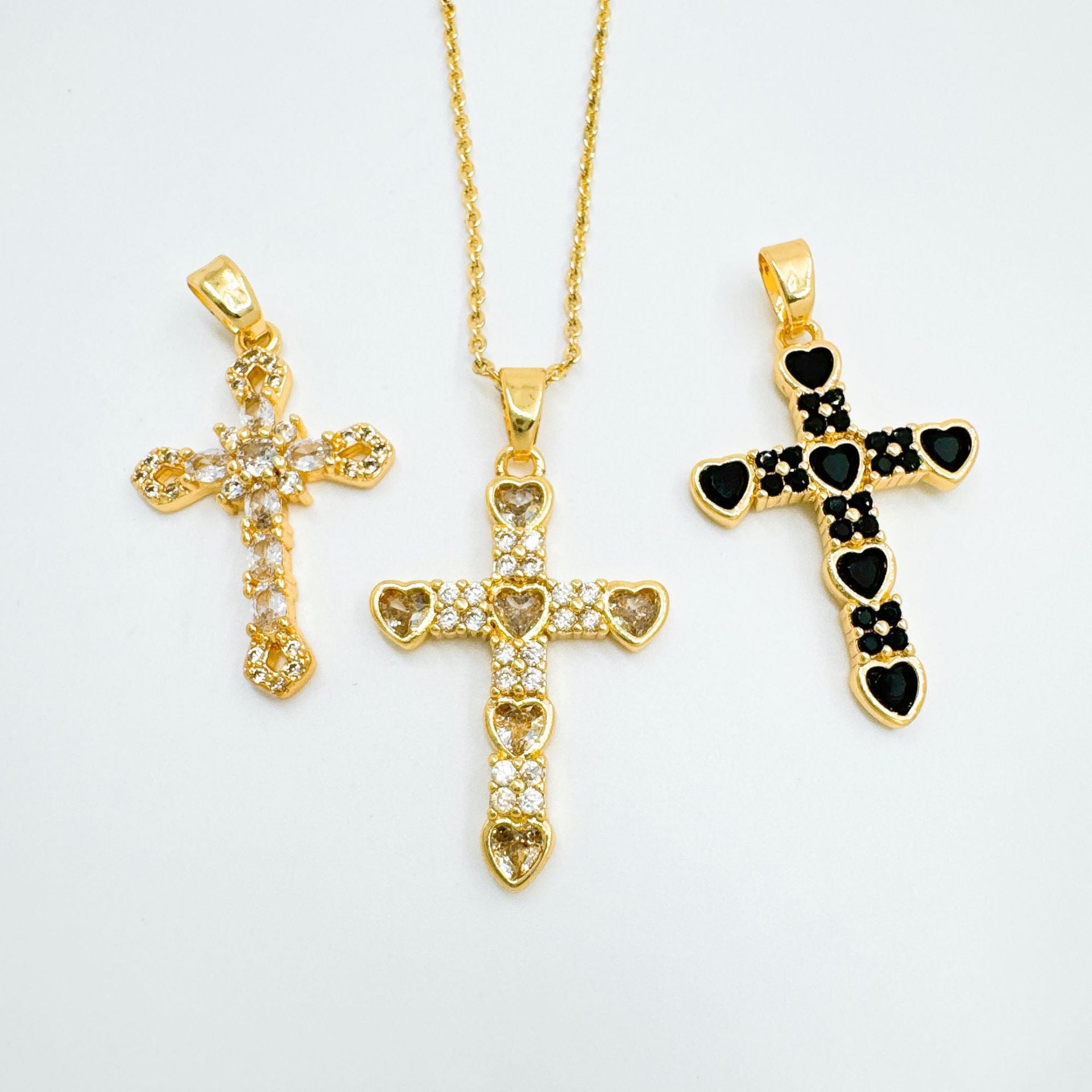 Wholesale Vintage Cross Necklace Pendant,  Gold Plated Copper