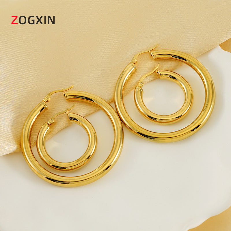 Wholesale 18K stainless steel hollow earrings