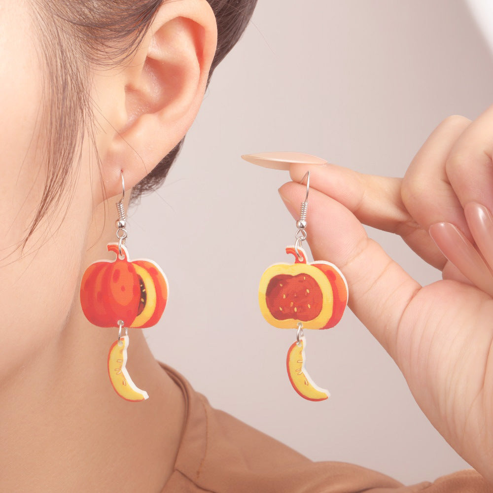 Wholesale  acrylic earrings personality Thanksgiving pumpkin pie earrings