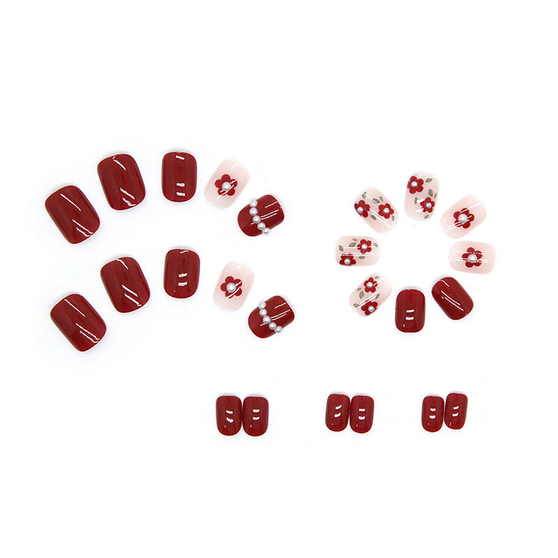 Wholesale 24 Pieces/box Pearl Flower Nails Kits Nail Stickers