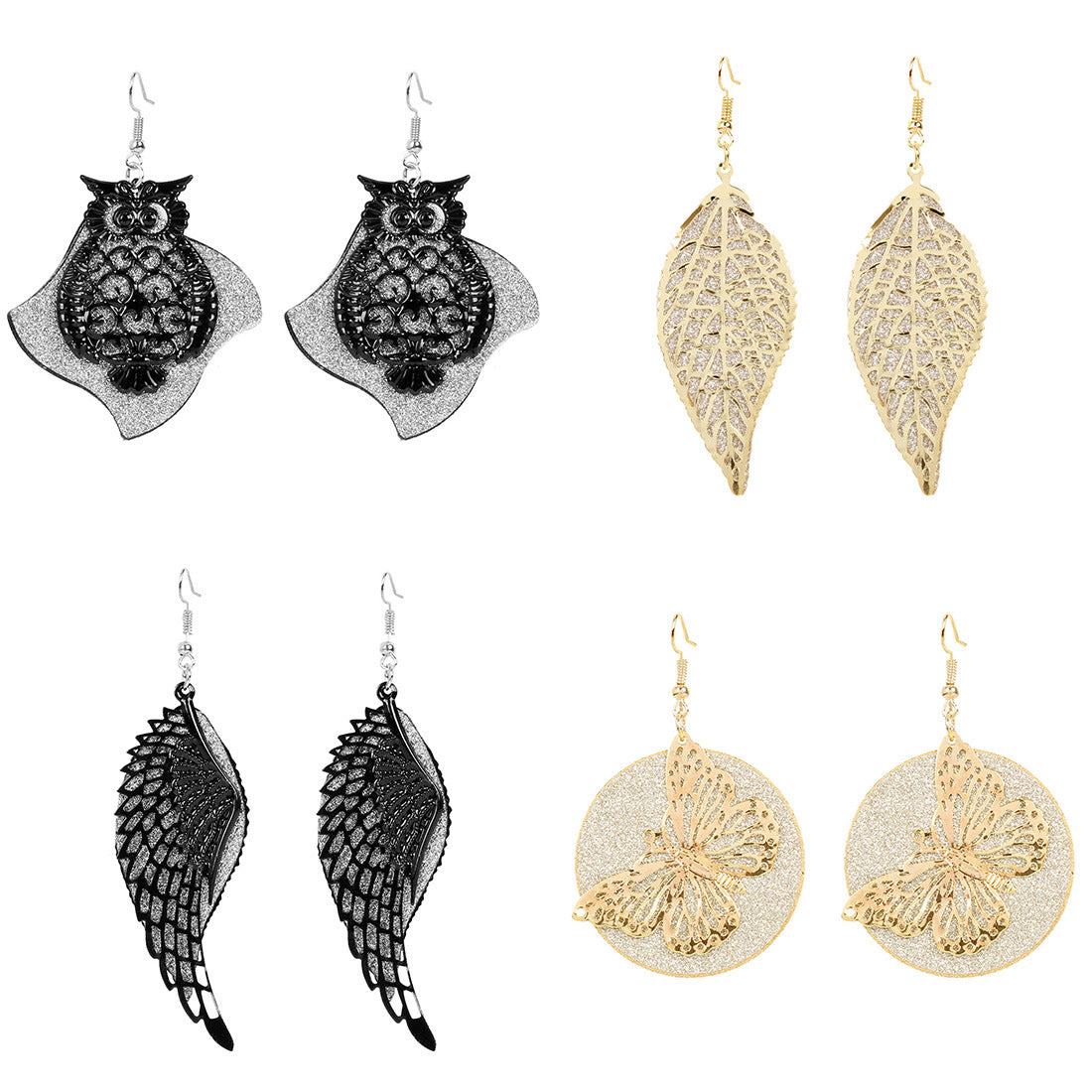 Wholesale retro alloy leaf frosted earring