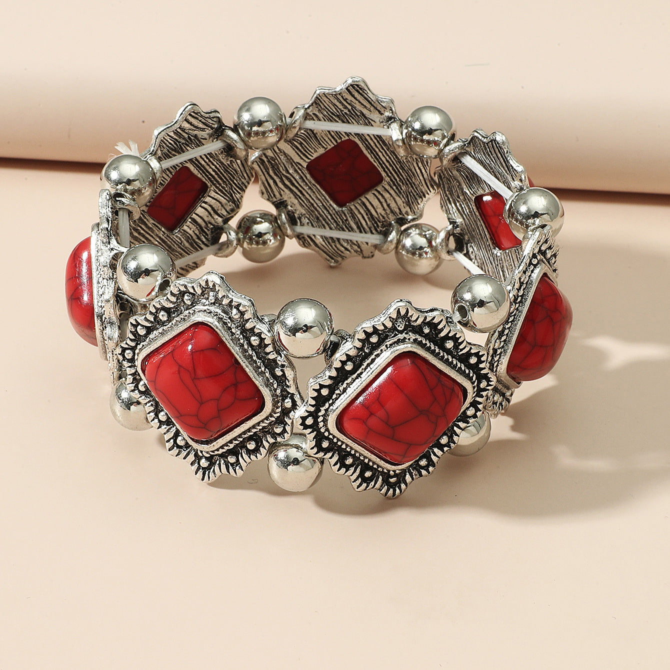 Wholesale Vintage Inlaid Resin Stretch Bracelet ACC-BT-JunJie006