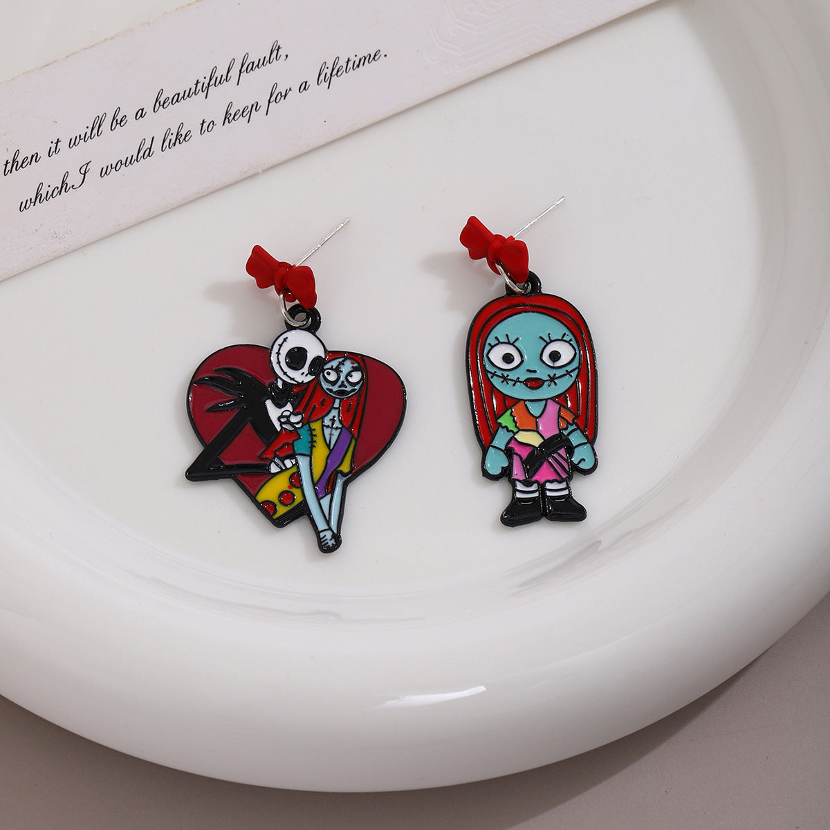 Wholesale Silver Needle  Cartoon Ghost Pumpkin Skull Asymmetric Earrings