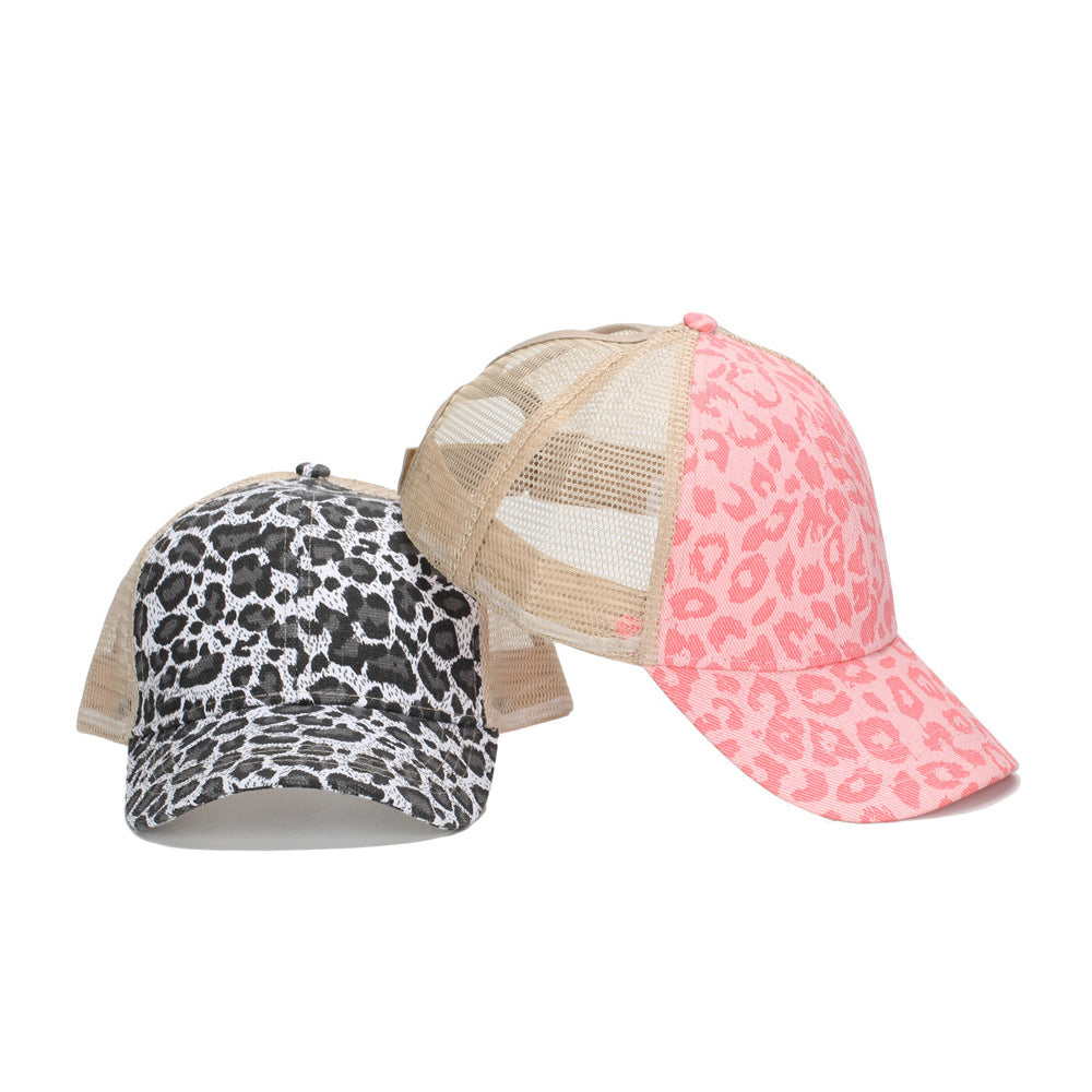 Wholesale  leopard print high ponytail baseball cap