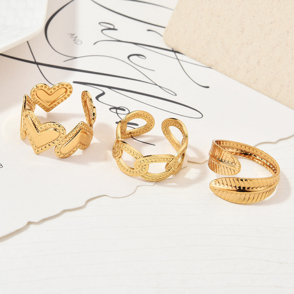 Wholesale Gold Plated Titanium Steel Geometric Eye Adjustable Ring Boutique Resale