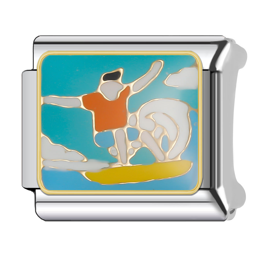 Wholesale Italian Charm Bracelet 9mm DIY Splicing Leisure Sports Stainless Steel Composable Bracelet