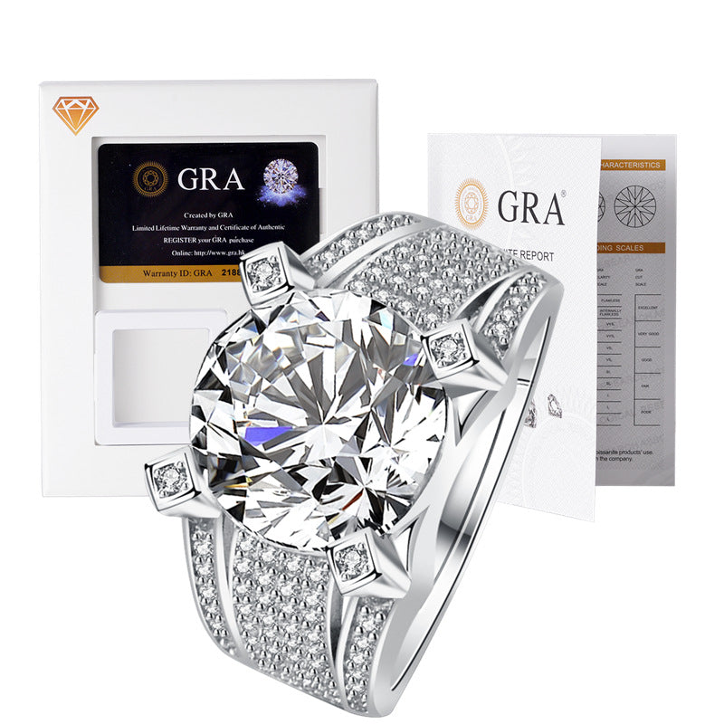 Wholesale Fashion 925 Silver Men S Ring With Moissanite Look Stone White Gold Tone Electroplated Finish Gift Ready Boutique Resale