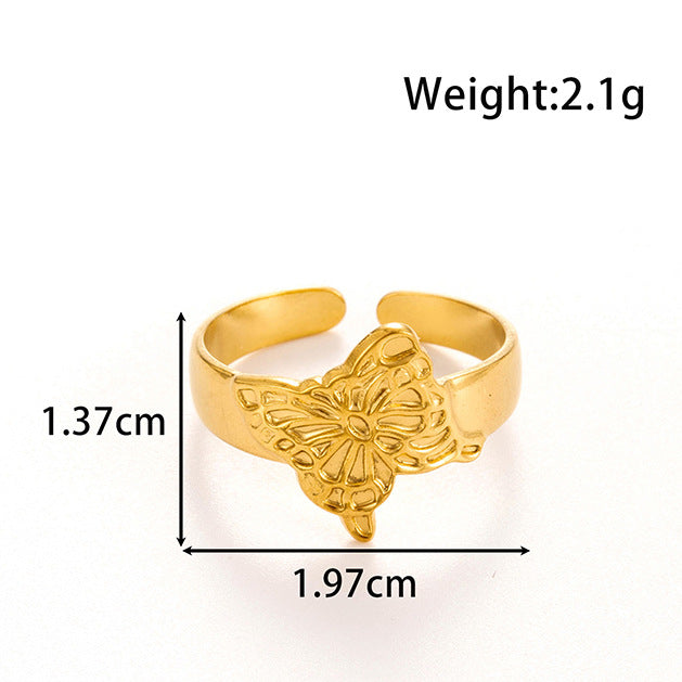 Wholesale  Titanium Steel Advanced Sense Personality Butterfly Chain Opening Adjustable Ring