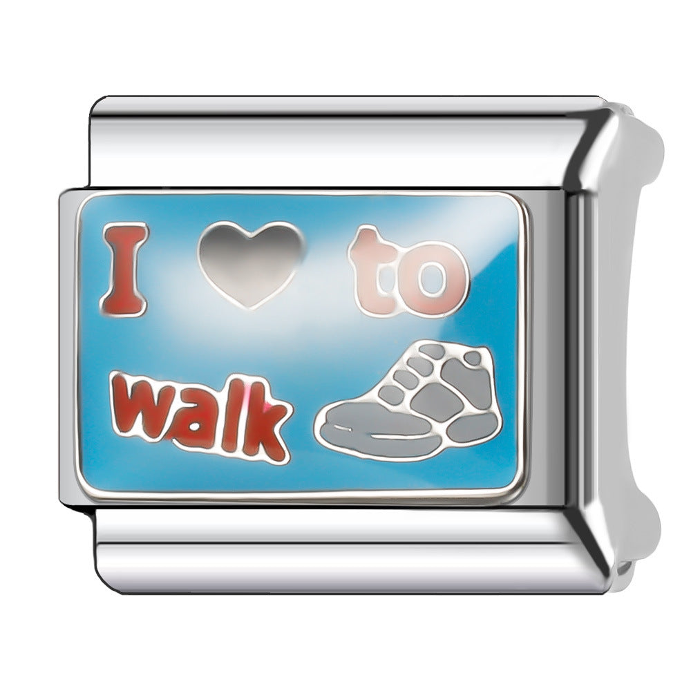 Wholesale Italian Charm Bracelet 9mm DIY English Series Creative Stainless Steel Composable Bracelet