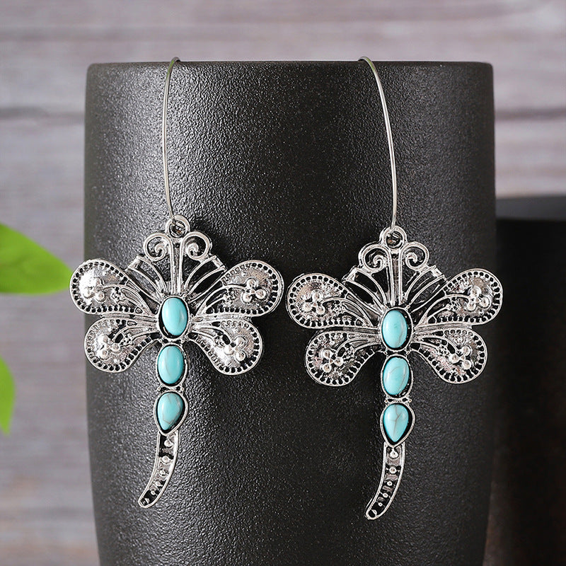 Wholesale Retro Turquoise Dragonfly Pendant Necklace Fashion Jewelry Accessory