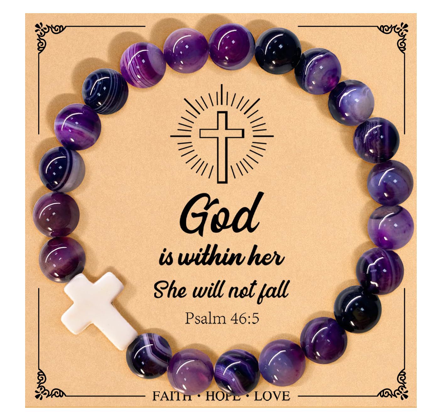 Wholesale Pink Zebra Cross Pendant Bracelet Natural Stone Women' s Jewelry Accessory Gift