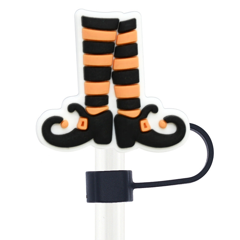 Wholesale Random 100pcs Halloween 10mm PVC Soft Straw Tube Cap ACC-SCR-RYY070