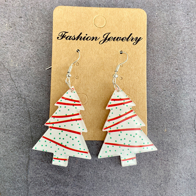 Wholesale Christmas Tree Colorful Acrylic Hollow Earrings ACC-ES-XinChuan068
