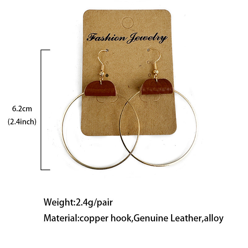 Wholesale metal leather hoop earrings