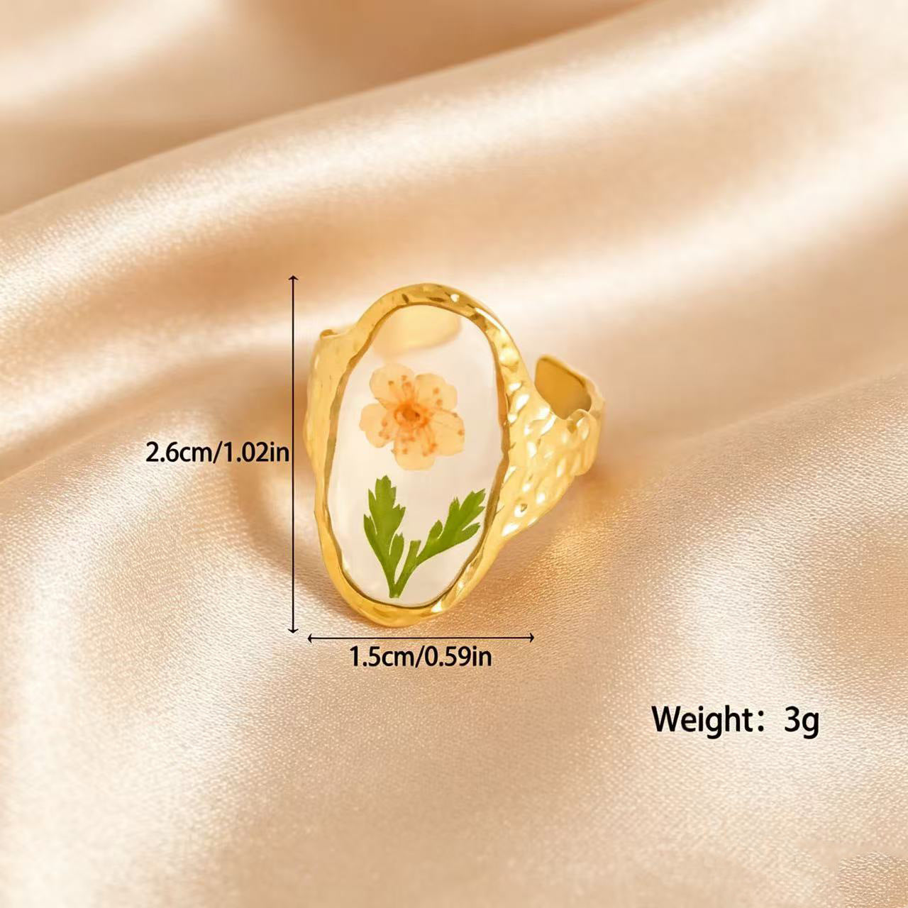 Wholesale 304 Stainless Steel Flower Ring Gold Electroplated Fashion Jewelry Accessory for Everyday Wear