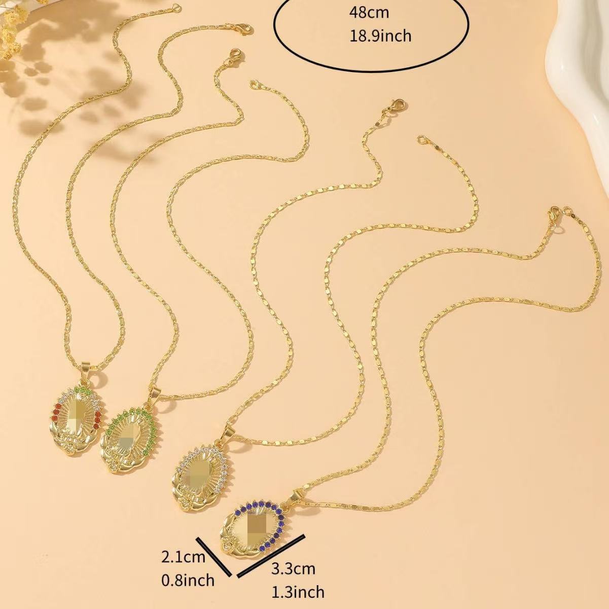 Wholesale Two-Color Electroplated Virgin Mary Pendant Necklace,  Religious Jewelry Accessory for Women