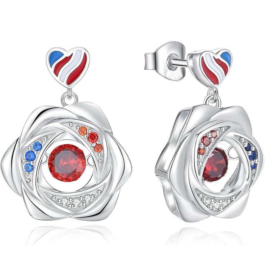 Wholesale Earrings Red White Blue Color Collarbone Chain Diamond Flower Necklace