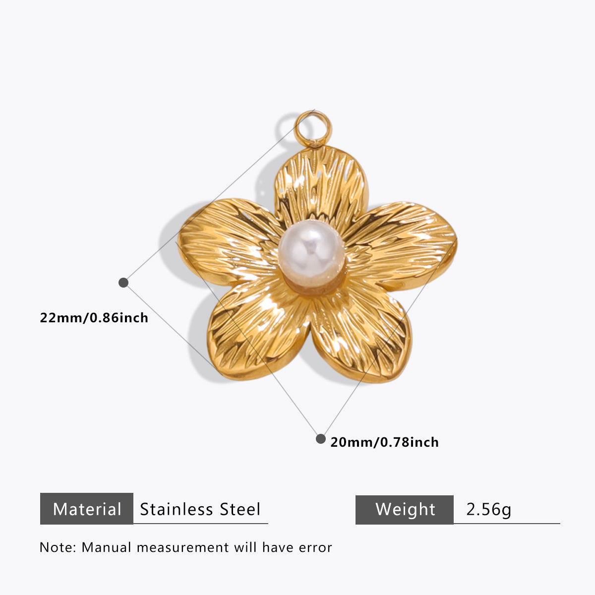 Wholesale 5pcs Stainless steel 18K vacuum plating color  flower pendant