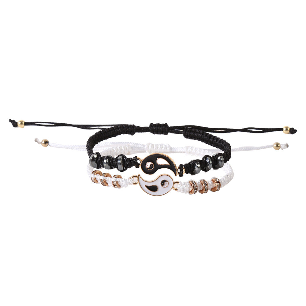 Wholesale Trendy Alloy Handmade Woven Couple Bracelet Set Taiji Bagua Design Gift Resale