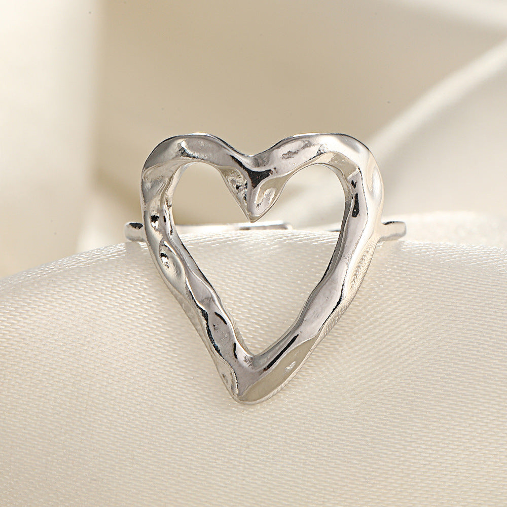 Wholesale Line Hearts Butterfly Irregular Stainless Steel Open Rings  ACC-RS-TaiMei004