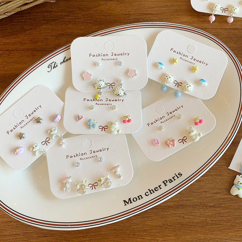 Wholesale Childlike and Cute Puppy Earrings with Tassels Silver Needles Earrings