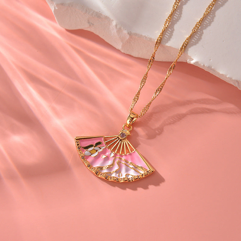 Wholesale Creative retro fan-shaped necklace