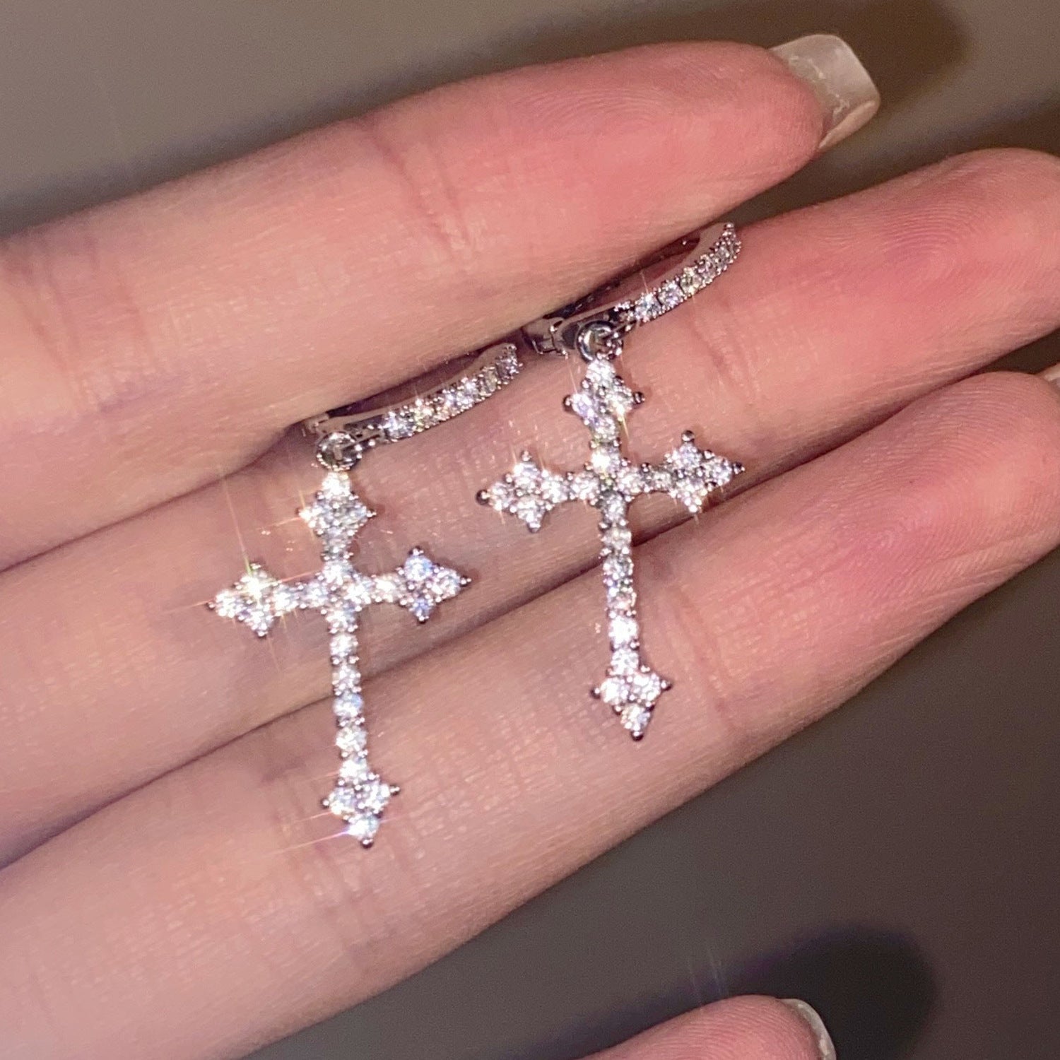 Wholesale Dark Diamond Cross Earrings