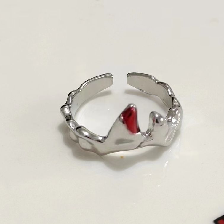 Wholesale Women S Open Ring Red Flame Irregular Geometric French Style Fashion Jewelry Gift For Everyday Wear