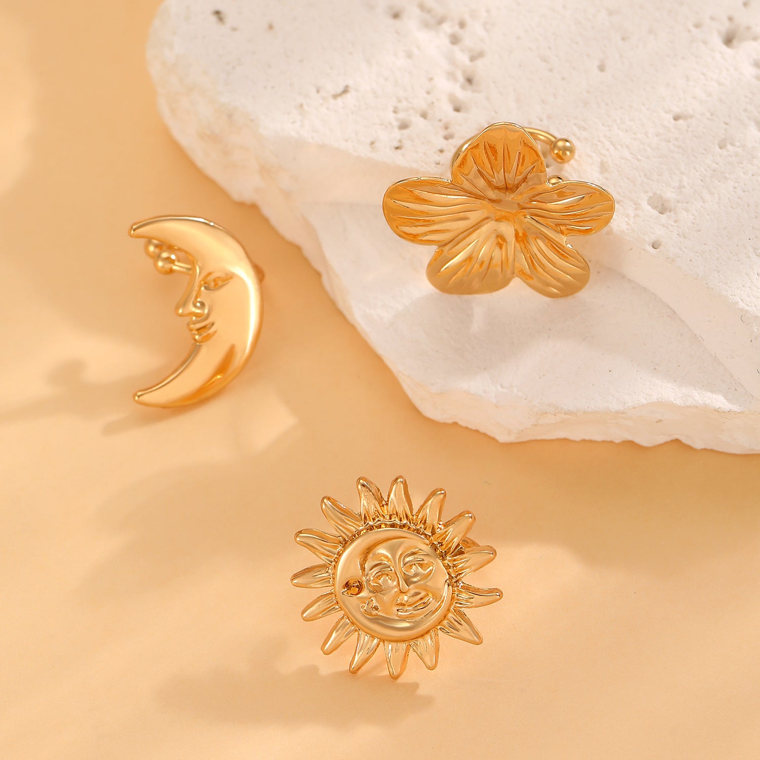 Wholesale  Sun Moon Flower Ear Clip  Earrings