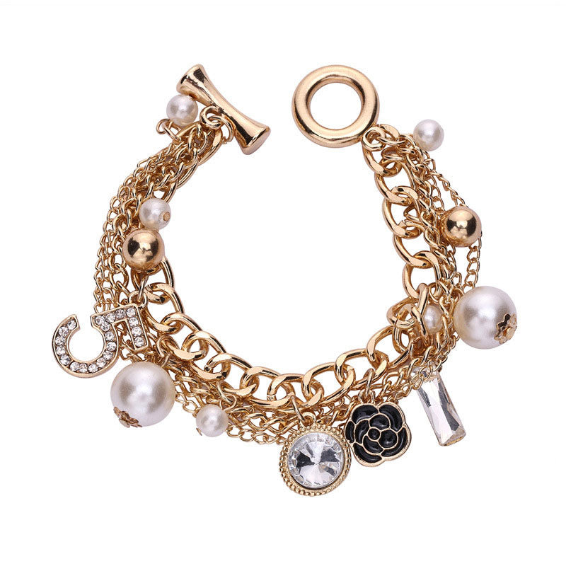 Wholesale multi-layer pearl flower luxury bracelet