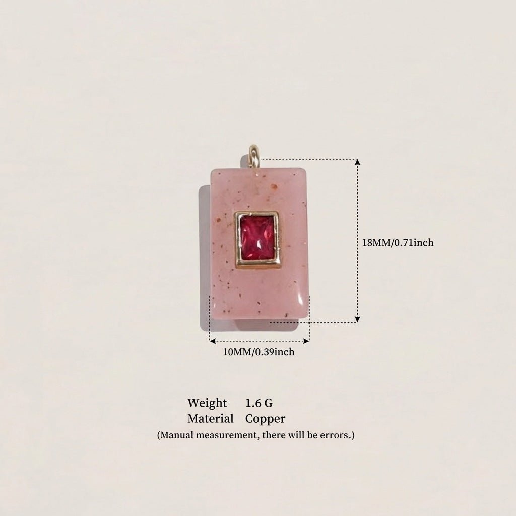 Wholesale Cross-Border Independent Website New Dopamine-Colored Birthstone Zircon Round and Square Cute DIY Pendant Gold-Plated