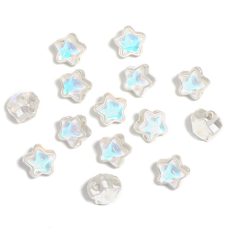 Wholesale 50pcs 12mm Mermaid Aurora Diamond Five-pointed Star Four-way Beads Diy Accessories ACC-BDS-BLG086
