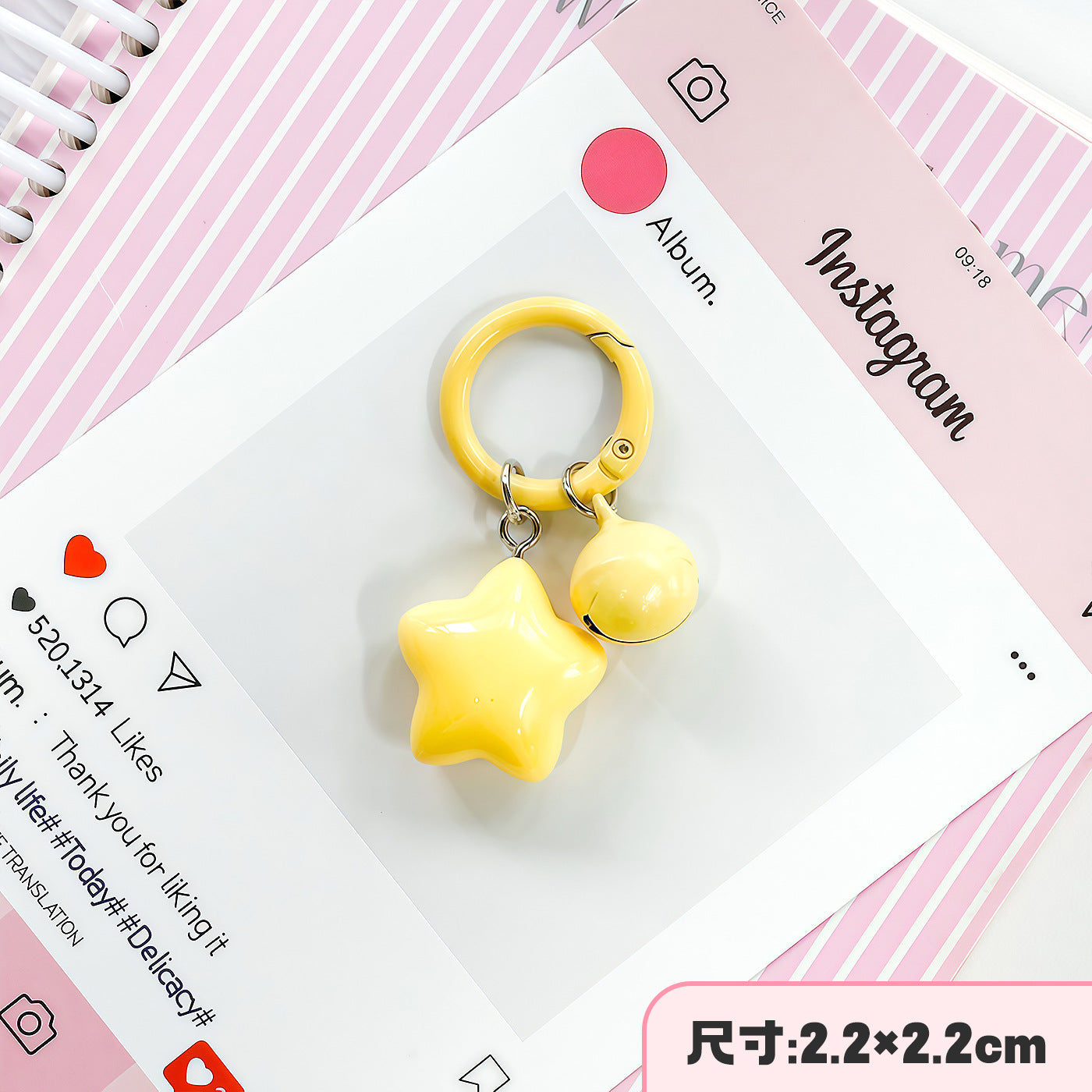 Wholesale Cute Chubby Star Bell Keychain Pendant Colorful Plastic Resin Bag Charm
