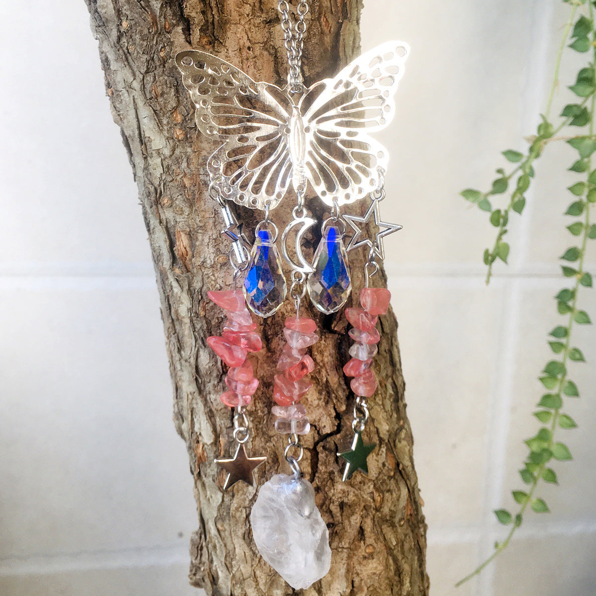 Wholesale Butterfly Energy Gravel Sun Catcher Wind Chime Crystal ACC-WS-RongGuan005