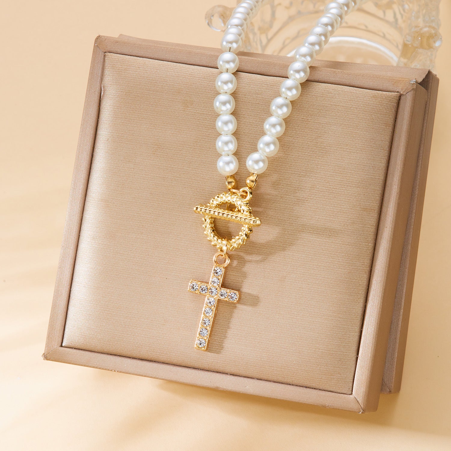 Wholesale  OT buckle necklace  diamond  pearl beaded necklace