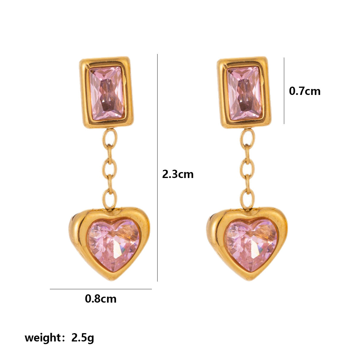 Wholesale Trendy Geometric Zircon Square Earrings Stainless Steel Electroplated for Women Boutique Resale