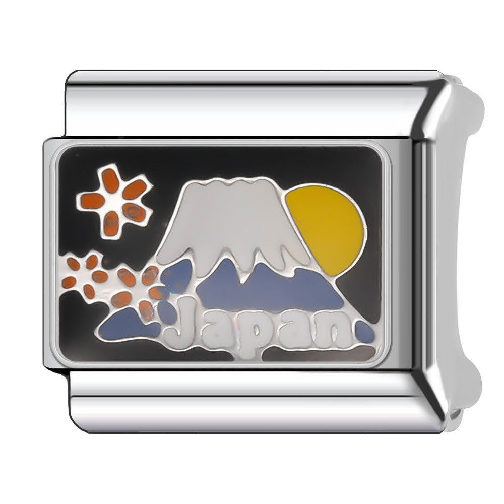 Wholesale Italian Charm Bracelet 9mm DIY Splicing National Tourism Scenic Logo Stainless Steel Composable Bracelet