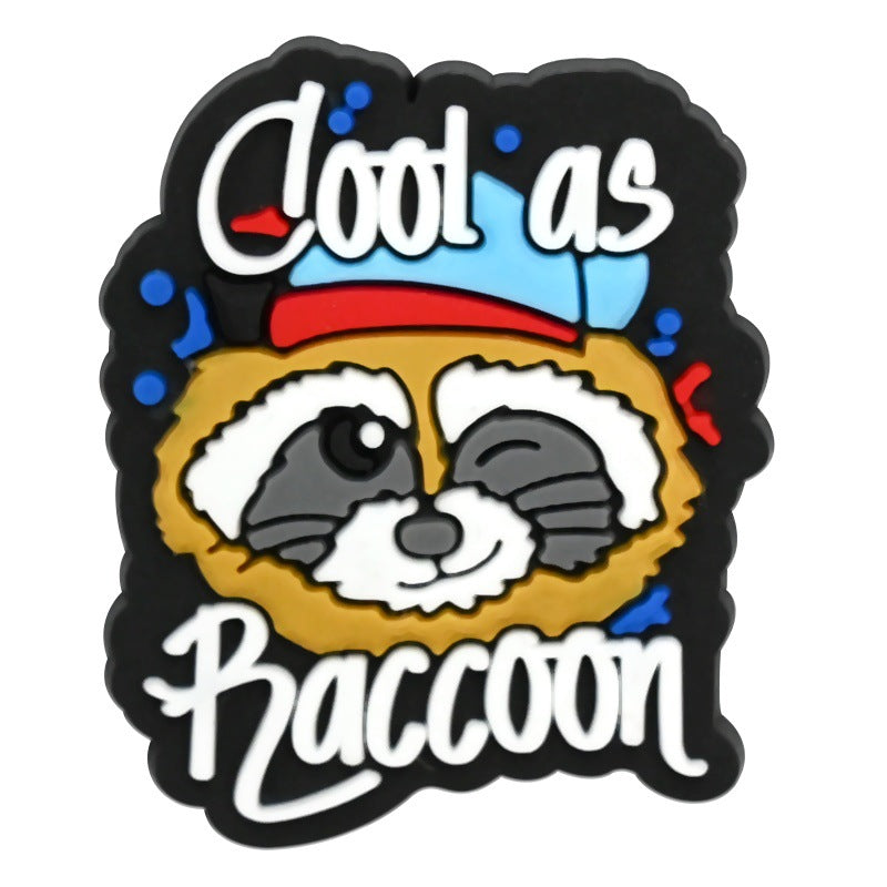 Wholesale Random 100pcs Cartoon raccoon-shaped  PVC Soft Rubber Shoe Buckle Decoration