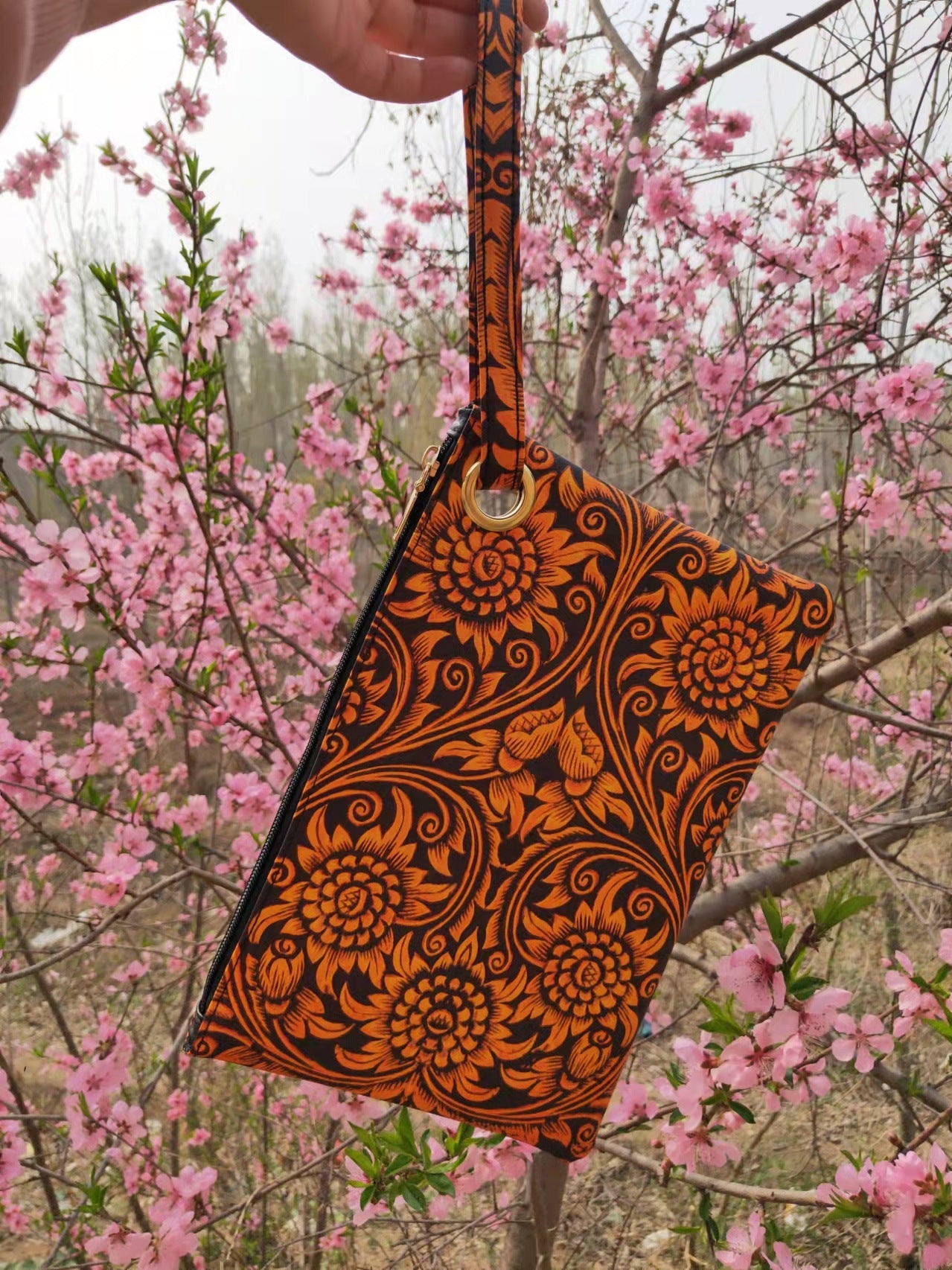 Wholesale Western Style Aztec Leopard Sunflower Clutch Cosmetic Bag Handbag ACC-HB-ChunYan001