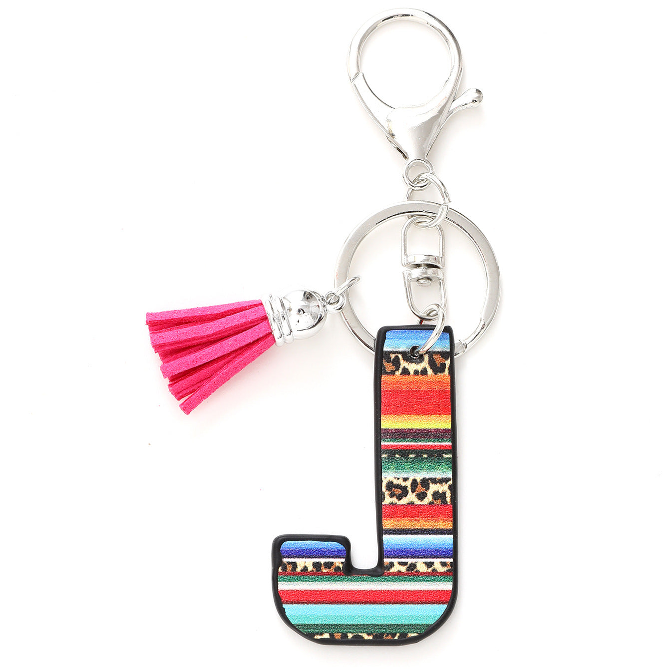 Wholesale Western Style Aztec Leopard Leather Letter Tassel Keychain ACC-KC-YTian009