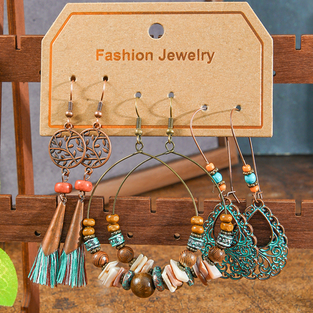 Wholesale Cross-Border Hot Selling Retro Bohemian Style Earrings Set Fashion Holiday Style Dopamine Color Ear Jewelry